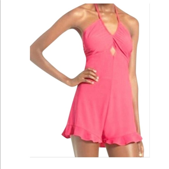 💚Leith Pink Halter Romper Shorts - Picture 2 of 7